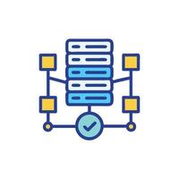 Connected server array with checkmark on White Background vector