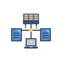 Network illustration of server computer and linked data documents vector
