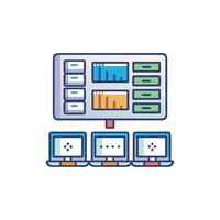 Networked data analysis represented by screens in a stack vector