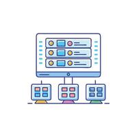 Server network infrastructure connecting to multiple database nodes vector