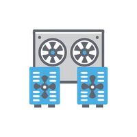 Computer cooling system with fans in flat design style vector