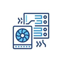 Cooling system and server unit illustrated in flat design style vector