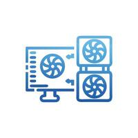 Computer hardware cooling system gradient blue icon design vector