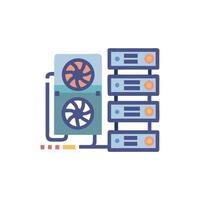 Stylized data server room illustration on a White Background vector