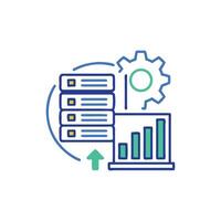 Data processing management server growth and configuration icon illustration vector