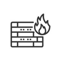 Firewall with flames security system abstract minimal illustration vector