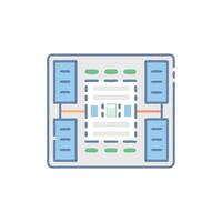 Conceptual schematic diagram of data flow and network systems vector