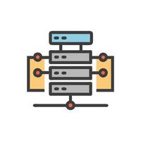 Network server diagram illustration with connection nodes and White Background vector