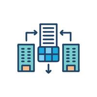 Corporate document processing between buildings connection and flow vector