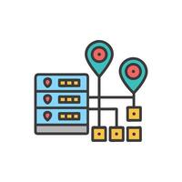 Network server connectivity with location pin indicators illustration concept vector