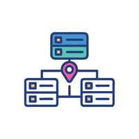 Location based database diagram icon representing complex data networks vector