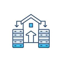 House with Servers Sending and Receiving Data Icon vector