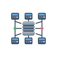 Data server network nodes communication flat design illustration vector