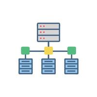 Simplified diagram showcasing server architecture with connected databases visually vector