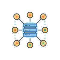 Flat network diagram featuring a central server design vector