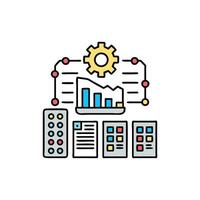 Flat design data processing illustration with White Background vector