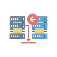 Data transfer process between servers showing data flow arrow vector