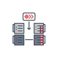 a server with a red arrow pointing to it vector