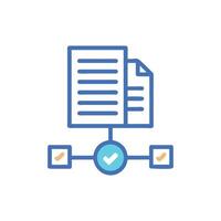 Data validation icon with file and checkmark on White vector