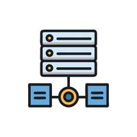 Server network data nodes connection flat illustration vector