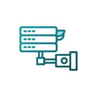 Server rack connected to camera system, minimalist illustration vector