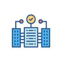 Data center and security network connection check icon vector