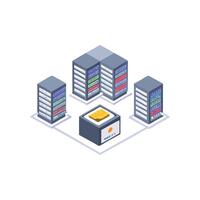 Data server network with storage Isometric illustration vector