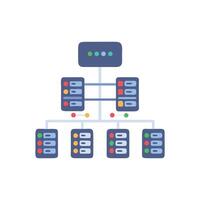 Simplified server network diagram showing connection points in flat design vector