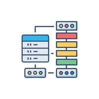Colorful diagram of data flow through database servers vector