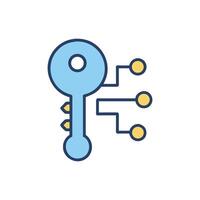 Digital security key with network nodes on White Background vector