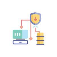 Secured data transfer between server and computer icon vector