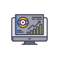 Computer screen displaying data analytics with an eye icon vector