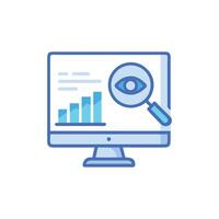 Business Analytics and Data Research Icon on Computer Screen vector