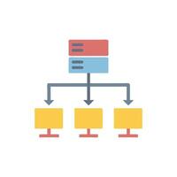 Network architecture diagram featuring server and client connections vector