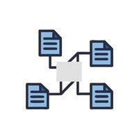 Connected data flow between documents in a network system vector