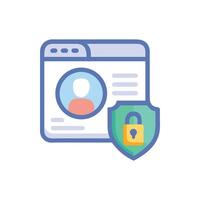 Website security shield icon for data and profile protection vector