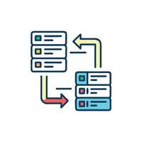 Data synchronization icon showing server database information exchange vector
