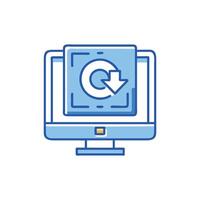 Download icon on computer screen symbolizing data transfer process vector