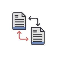 Document exchange graphic with curved arrows on White Background vector