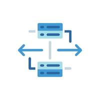 Data flow and server visualization with flat graphic design vector