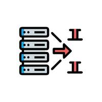 Data processing with server racks and directional arrows visualization vector