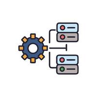 Gear linking to servers graphic for network or database vector