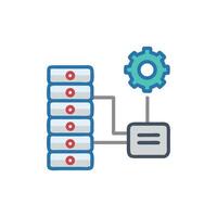 Data Management System with Server Connections and Settings Icon vector