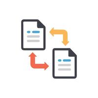 Digital file transfer or exchange process graphic illustration vector