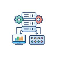 Data processing network server with charts and control panel vector