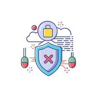 Data breach flat icon displaying compromised security in network vector
