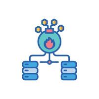 Network servers data flow with firewall and protection system vector