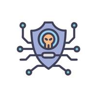 Abstract cyber security shield with alien face protection concept vector