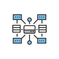 Abstract data server network connection with interconnected nodes vector