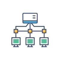 Network infrastructure schematic diagram flat isolated illustration vector